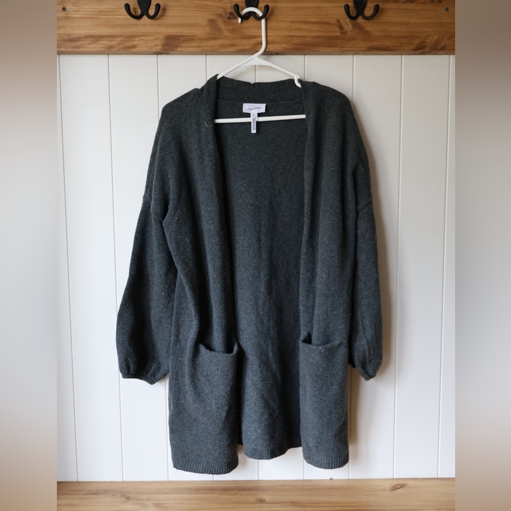 Soma Charcoal Open Front Cardigan Soft Cozy Sweater Sz S